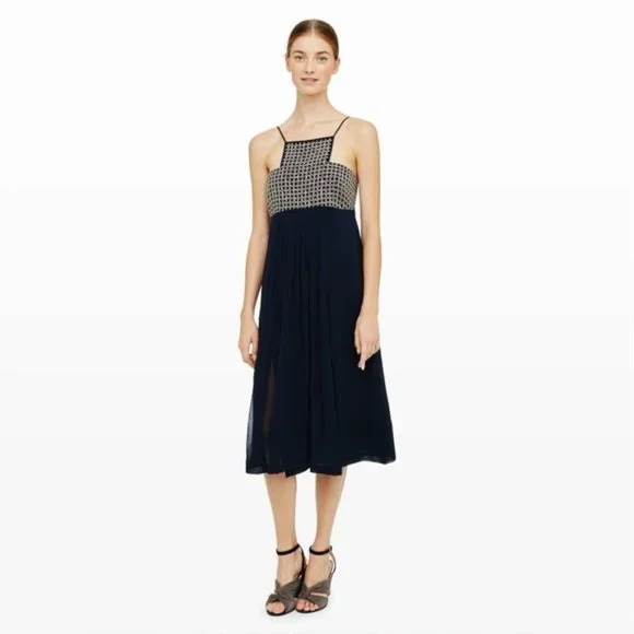 Club Monaco | Dresses | Club Monaco Clamanta Spaghetti Straps Silk Dress  Navy Size | Poshmark